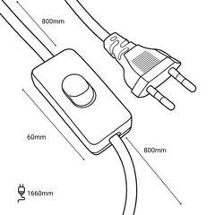 Aplique de pared de mimbre y tela "HANS" - E27 - Interruptor y enchufe