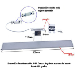 Aplique espejo baño LED 10W - Fijación en espejo, mueble o pared - 50cm