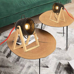 Lámpara de mesa de madera vintage "TACHICOM" E27