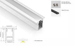 Perfil de aluminio empotrable para tira LED - 13x12mm - Tiras LED ≤5mm - 2 metros