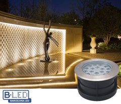 Foco LED Empotrable en suelo 18W 12V-DC IP67 Blanco cálido 3000K