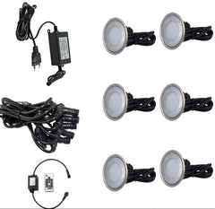 Kit 6 focos LED RGB empotrables en suelo Ø58x9mm 0,5W 12V-DC IP67