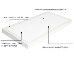 Plafon Panel LED de superficie 60x30cm 24W 2150 Lumens