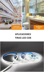 Tira LED COB 24V DC - 12W/m - 10mm - IP20 - Rollo de 10 metros - Corte cada 5cm
