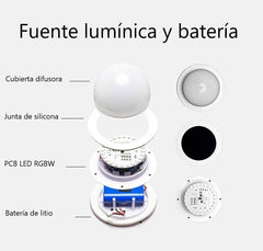 Macetero LED RGBW recargable 5W - Resina blanca - IP65 - 40x40cm