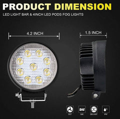 Faro LED 4x4 todoterreno - 27W - 10-60V DC - 1620 lm - Ángulo 60º