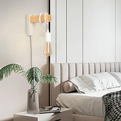 Apliques de pared madera "RUDER" - Con interruptor y enchufe - E27