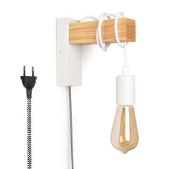 Apliques de pared madera "RUDER" - Con interruptor y enchufe - E27