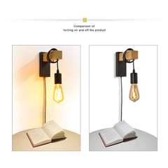 Apliques de pared madera "RUDER" - Con interruptor y enchufe - E27