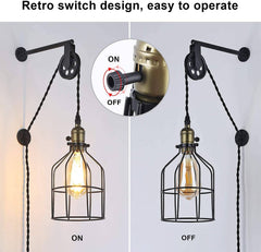 Lámpara colgante de jaula "Clockwell" - Con enchufe e interruptor - E27