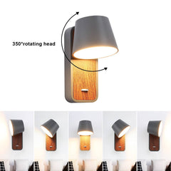 Aplique LED para Dormitorio de Madera rotatorio "KOPPEN" 6W 2700K
