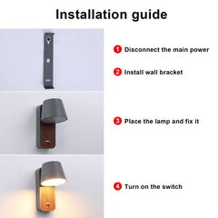 Aplique LED para Dormitorio de Madera rotatorio "KOPPEN" 6W 2700K
