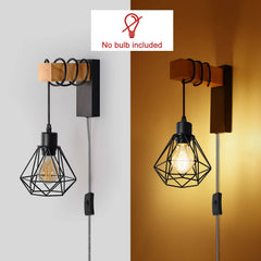Aplique de pared jaula con cable y enchufe "RODEN"