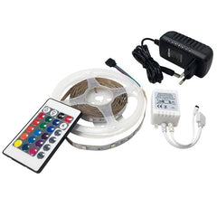 Kit tira LED RGB 5m con fuente, mando y controlador compatible 12V y 24V