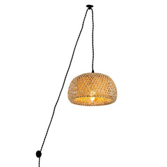 Lámpara colgante de mimbre "Yonna" con cable y enchufe
