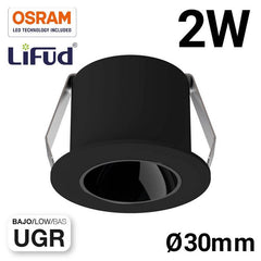 Downlight LED Mini 2W - Chip OSRAM - Bajo UGR - CRI 90 - Ø 30mm
