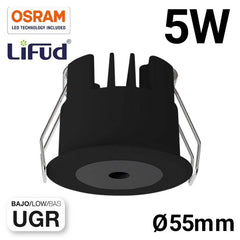 Downlight LED Mini 5W - Chip OSRAM - Bajo UGR - CRI 90 - Ø 55mm