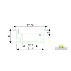 Perfil de aluminio para tira LED impermeable empotrable suelo 27x11mm (2metros)