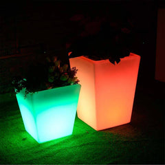Macetero LED RGBW recargable 12W - Resina blanca - IP65 - 40x40x55cm