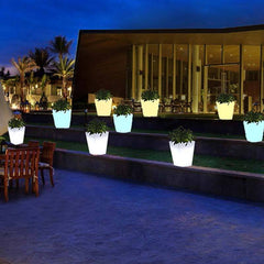 Macetero LED RGBW recargable 12W - Resina blanca - IP65 - 40x40x55cm