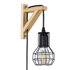 Aplique de pared de madera jaula "MICA" Bombilla incluida