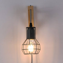 Aplique de pared de madera jaula "MICA" Bombilla incluida