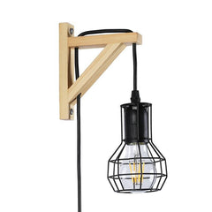 Aplique de pared de madera jaula "MICA" Bombilla incluida