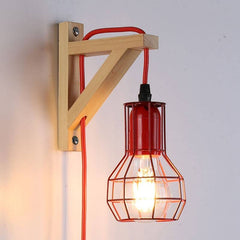 Aplique de pared de madera jaula "MICA" Bombilla incluida