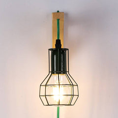 Aplique de pared de madera jaula "MICA" Bombilla incluida