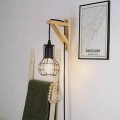 Aplique de pared de madera jaula "MICA" Bombilla incluida
