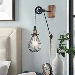 Aplique de pared colgante "PENDOL" - Con enchufe e interruptor - E27