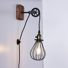Aplique de pared colgante "PENDOL" - Con enchufe e interruptor - E27
