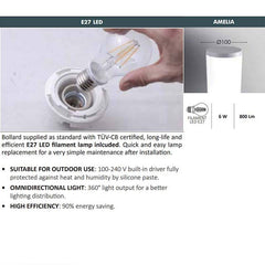 Aplique de pared LED inclinado FUMAGALLI "Amelia Wall" - E27 - IP55