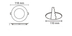 Downlight LED circular empotrable 6W - Corte Ø 110 mm - 5 años de garantía