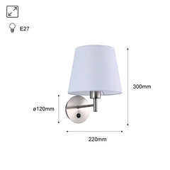 Aplique de pared con pantalla e interruptor Classic "RIGA" - E27