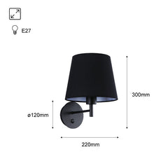Aplique de pared con pantalla e interruptor Classic "RIGA" - E27