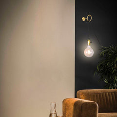 Aplique de Pared Interior Dorado con Enchufe y Interruptor para Dormitorio, Escalera, Escritorio