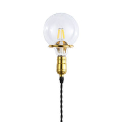 Aplique de Pared Interior Dorado con Enchufe y Interruptor para Dormitorio, Escalera, Escritorio
