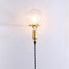 Aplique de Pared Interior Dorado con Enchufe y Interruptor para Dormitorio, Escalera, Escritorio