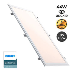 Panel LED slim empotrable 120X30 cm - Driver Philips - 44W - UGR19 - Con KIT de montaje