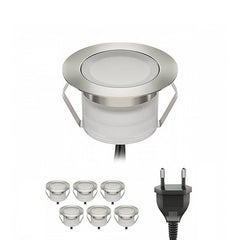 Kit 6 focos LED empotrables en suelo 0,3W 12V-DC IP67