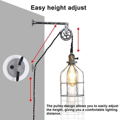 Lámpara colgante de jaula "Clockwell" - Con enchufe e interruptor - E27