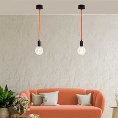 Cable Trenzado Recubierto en tejido Efecto Seda Color Naranja