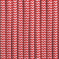 Cable Eléctrico Redondo Recubierto en tejido Efecto Seda ZigZag, Rojo & Blanco