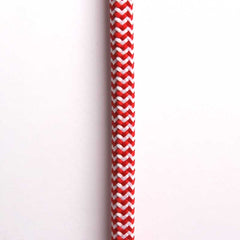 Cable Eléctrico Redondo Recubierto en tejido Efecto Seda ZigZag, Rojo & Blanco