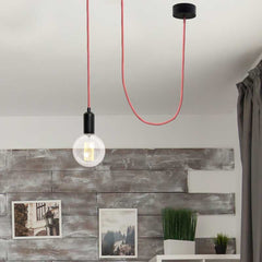 Cable Eléctrico Redondo Recubierto en tejido Efecto Seda ZigZag, Rojo & Blanco
