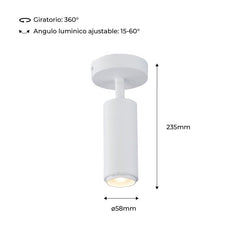Aplique de techo LED orientable 8W - Ángulo ajustable - 2800K
