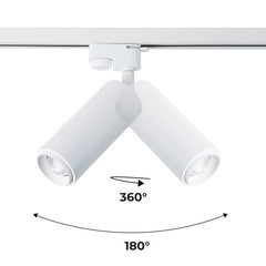 Foco de carril monofásico con ángulo lumínico ajustable y articulado de 8W zoom