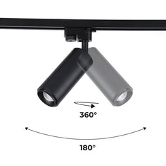 Foco de carril monofásico con ángulo lumínico ajustable y articulado de 8W zoom