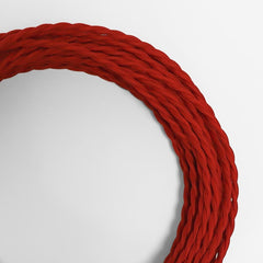 Cable eléctrico trenzado en tejido efecto seda color Rojo